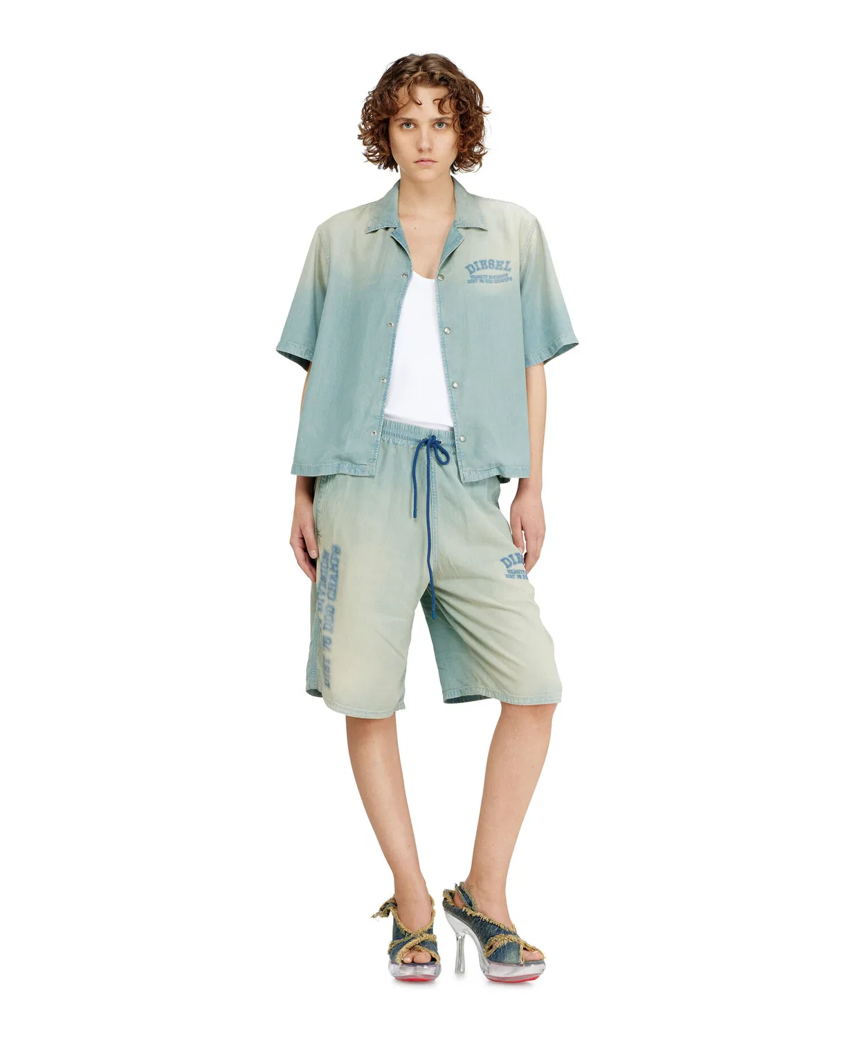 Шорты джинсовые Diesel D-ENIMOS-SHORT-S2 из лиоцелла, светло-индиго — фото 4