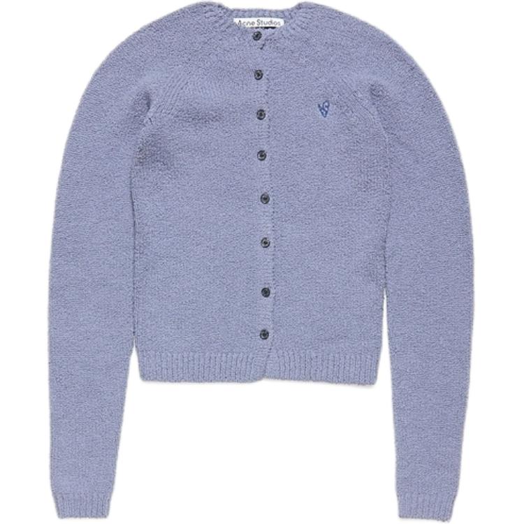 

Acne Studios Женский трикотажный кардиган с круглым вырезом, стального синего цвета, средней толщины