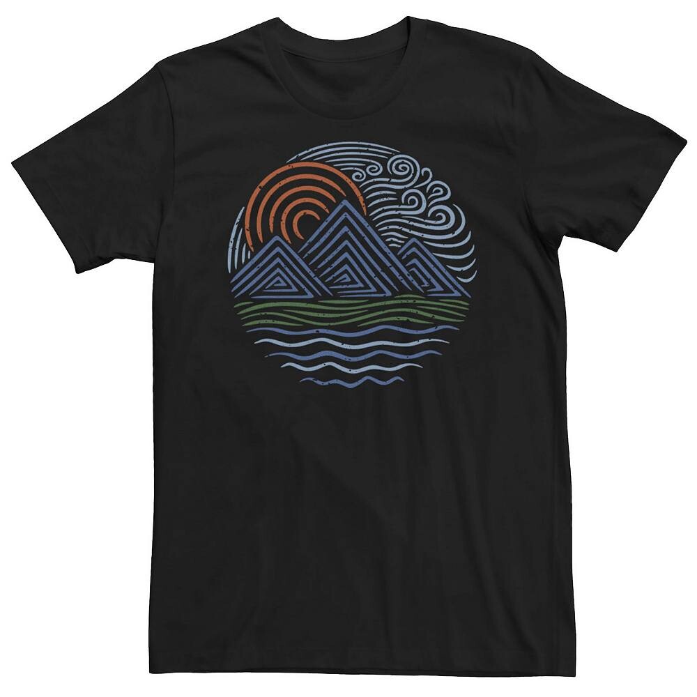 

Футболка с рисунком Big & Tall Sunset и Mountain Waves, черный