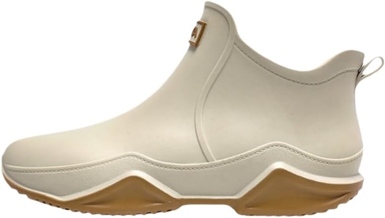 

Мужские модные резиновые сапоги SPKFHD - круглый носок, плоская подошва, короткая голень, верх из ПВХ. Удобные и легкие. Подходят для повседневного использования и дождливой погоды, бежевый