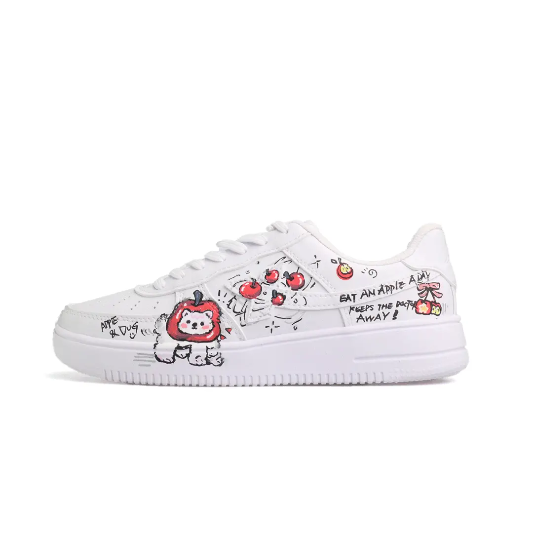 

XTEP Кроссовки Air Force One нескользящие, износостойкие, легкие низкие для скейтбординга унисекс бело-красные, цвет White Red