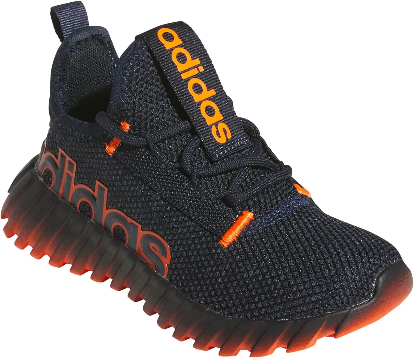 Кроссовки Adidas Kids Boys Kaptir 3.0 на шнуровке для мальчиков, повседневные - черные, темно-синий/оранжевый — фото 4