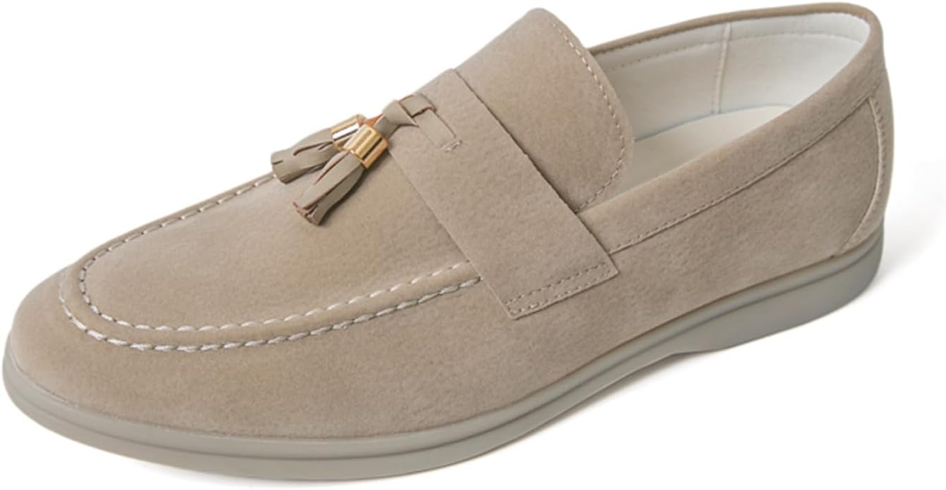 

Мужские замшевые лоферы без шнурков с кисточками, легкие ретро-кэжуал, с пряжкой, твиxедо для выпускного вечера, свадьбы и офисной работы Qklmwes, бежевый