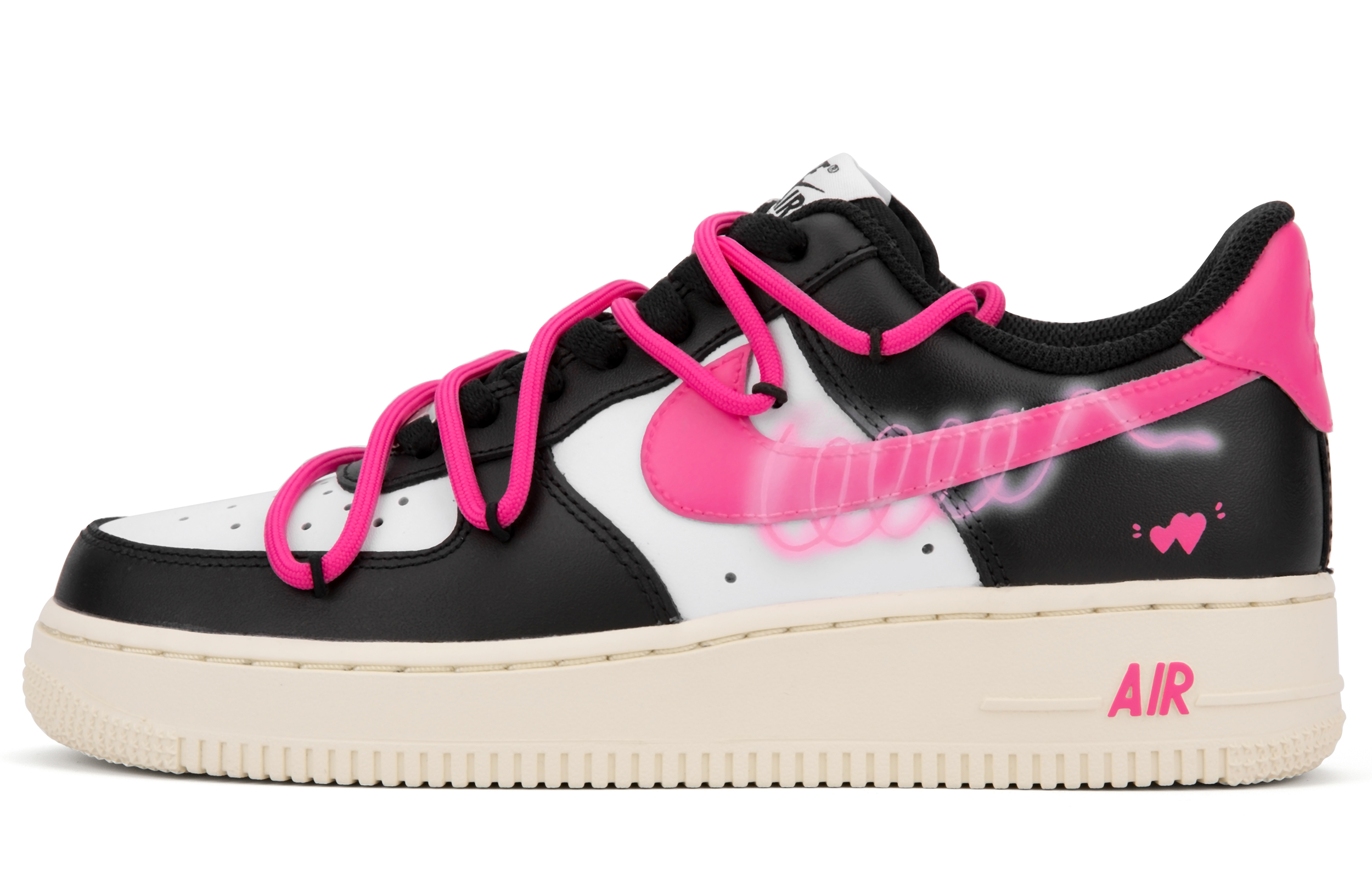 

Кроссовки Nike Air Force 1 Skateboarding Shoes Unisex Low-top Black/pink, черный/розовый