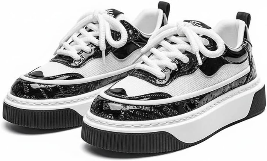 

Модные мужские кроссовки на платформе, стильные черно-белые скейтерские туфли, обувь уличного стиля с массивной подошвой Zixcplaz