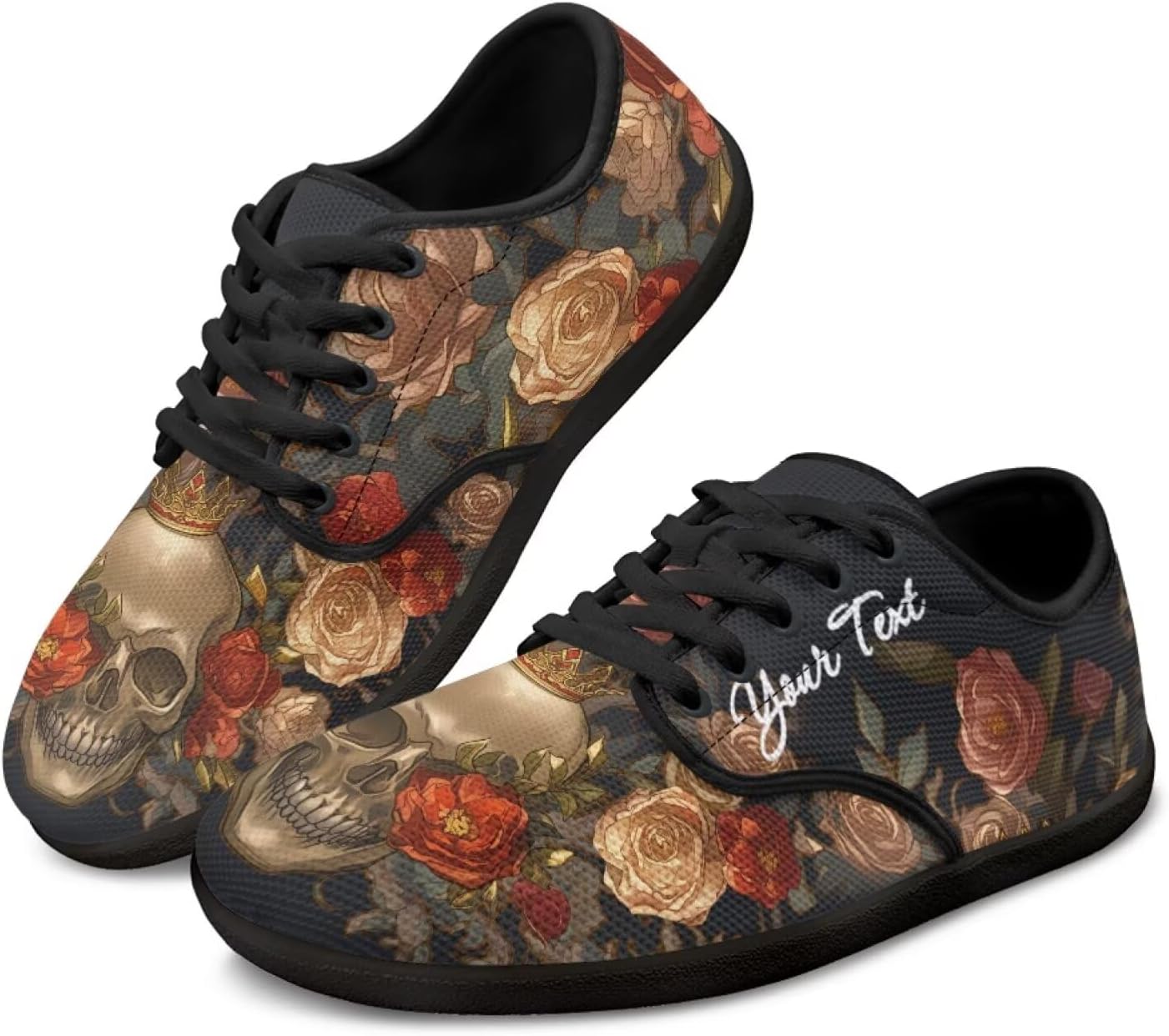 

Персонализированные кроссовки с изображением черепа для бега, тенниса, для женщин и мужчин, лоферы для вождения, плоские кроссовки для ходьбы Ecaestolph, черный