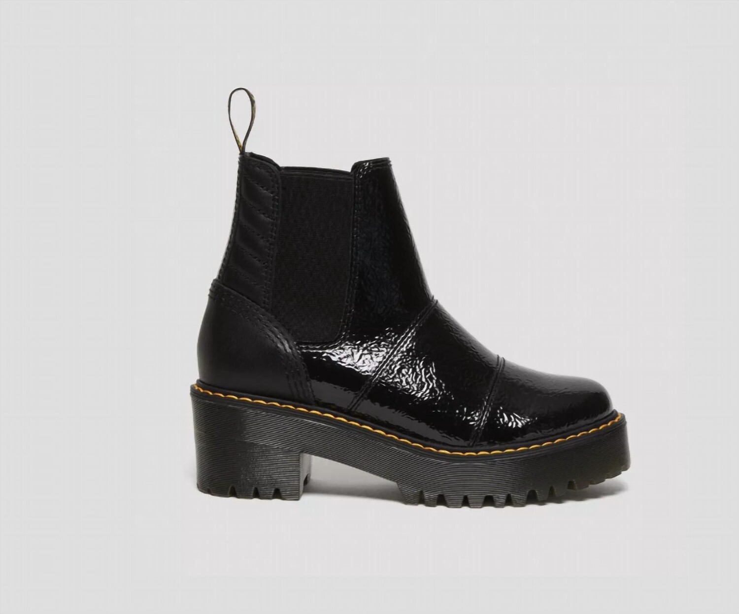 

Розали в черном потертом патенте + Мельбурн Dr. Martens