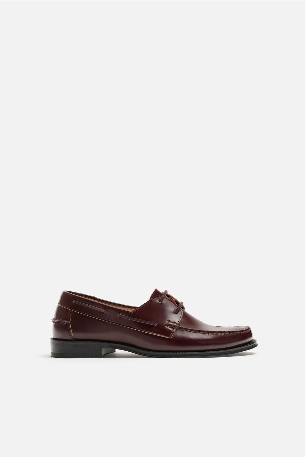 

Кожаные палубные туфли ZARA, цвет Burgundy Red