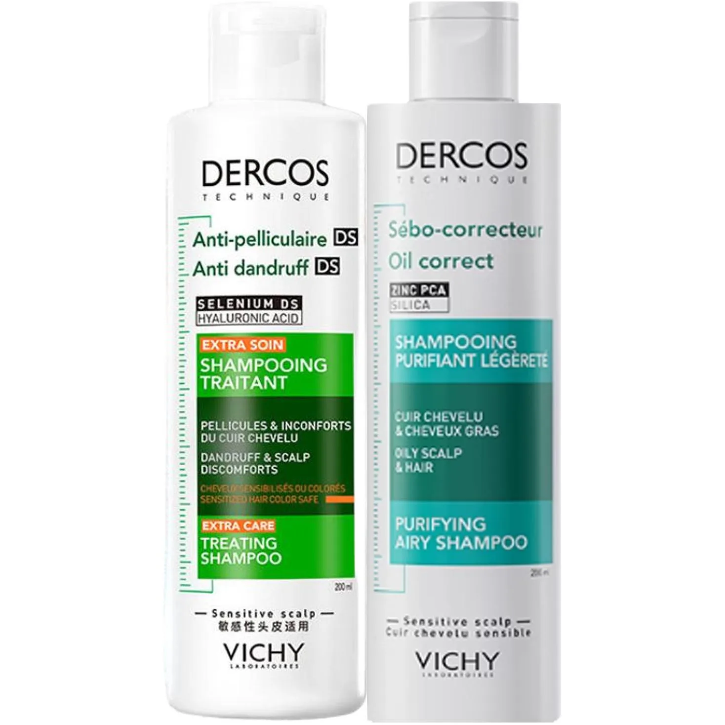 Vichy Набор шампунь и кондиционер Green Logo для лечения перхоти и зуда, 390 мл + 200 мл