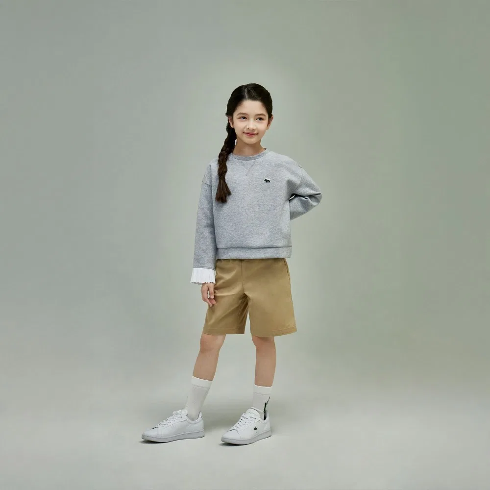 Детский серый свитшот с длинным рукавом от Lacoste