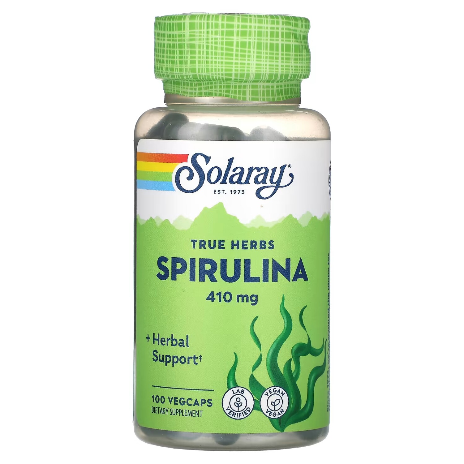 

Спирулина Solaray True Herbs, 410 мг, 100 растительных капсул