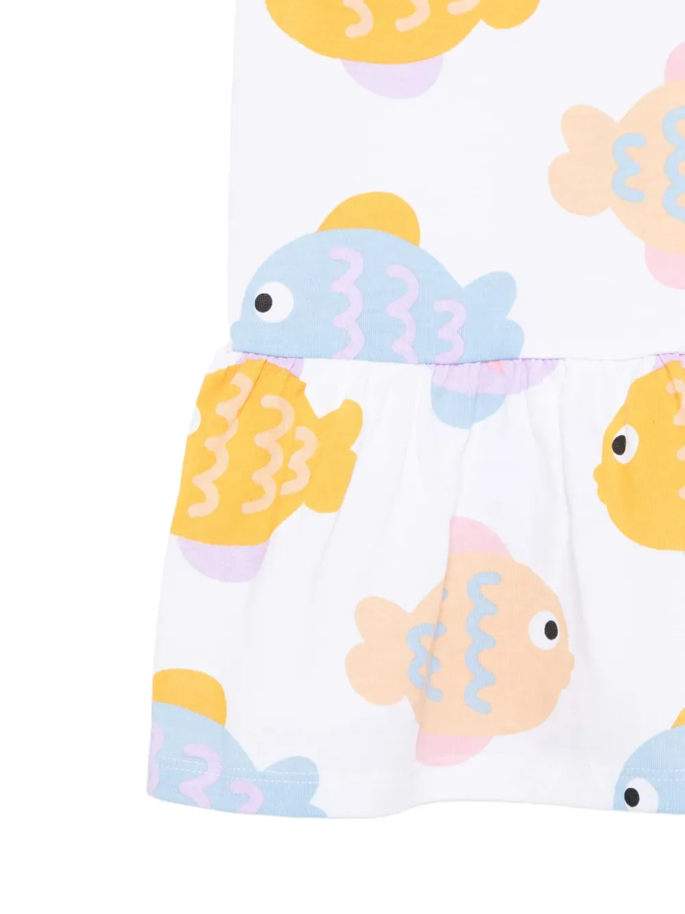 Платье с оборками и рыбьим принтом Stella McCartney Kids, белый — фото 3