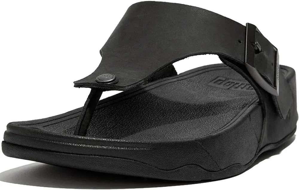 Мужские сандалии-шлепанцы Fitflop Trakk II с пряжкой и кожаным перемычкой между пальцами, Black — фото 4
