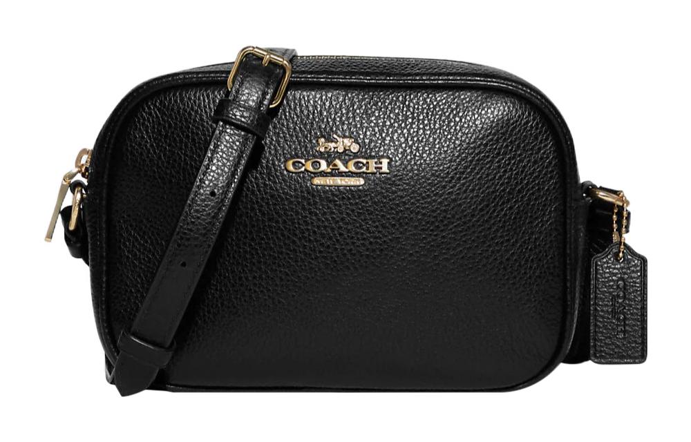 

Сумка через плечо Jamie Leather Camera Bag маленького размера, однотонная черная COACH