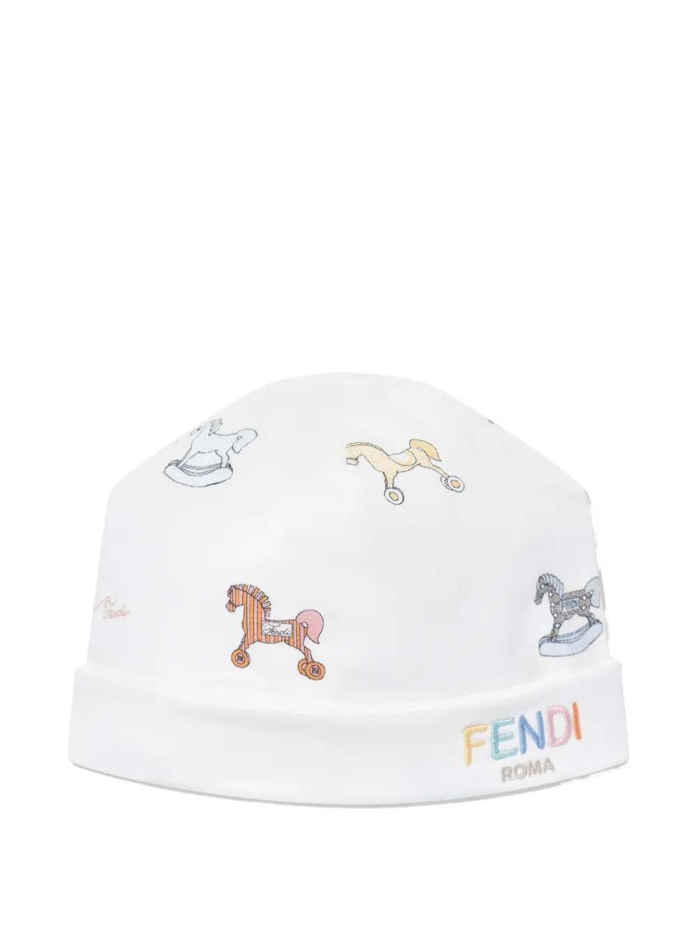 Комплект: боди с принтом "качалка-лошадка" Fendi Kids, белый — фото 4