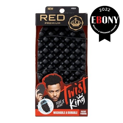 [T] RED от Kiss Bow Wow X Twist King Премиальная роскошная щетка для укладки Twist Styler с 3 пластиковыми стайлинговыми наборами Piks Прочная моющаяся губка-ракетка для афро-кудрявых волос для парикмахеров и ежедневного использования Идеально п... — фото 2