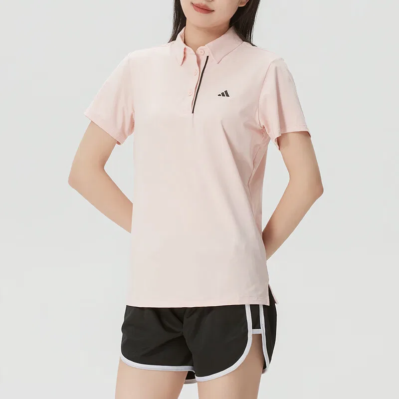 Поло женское Pink Polo Collar Moderate Straight Fit Adidas — фото 3