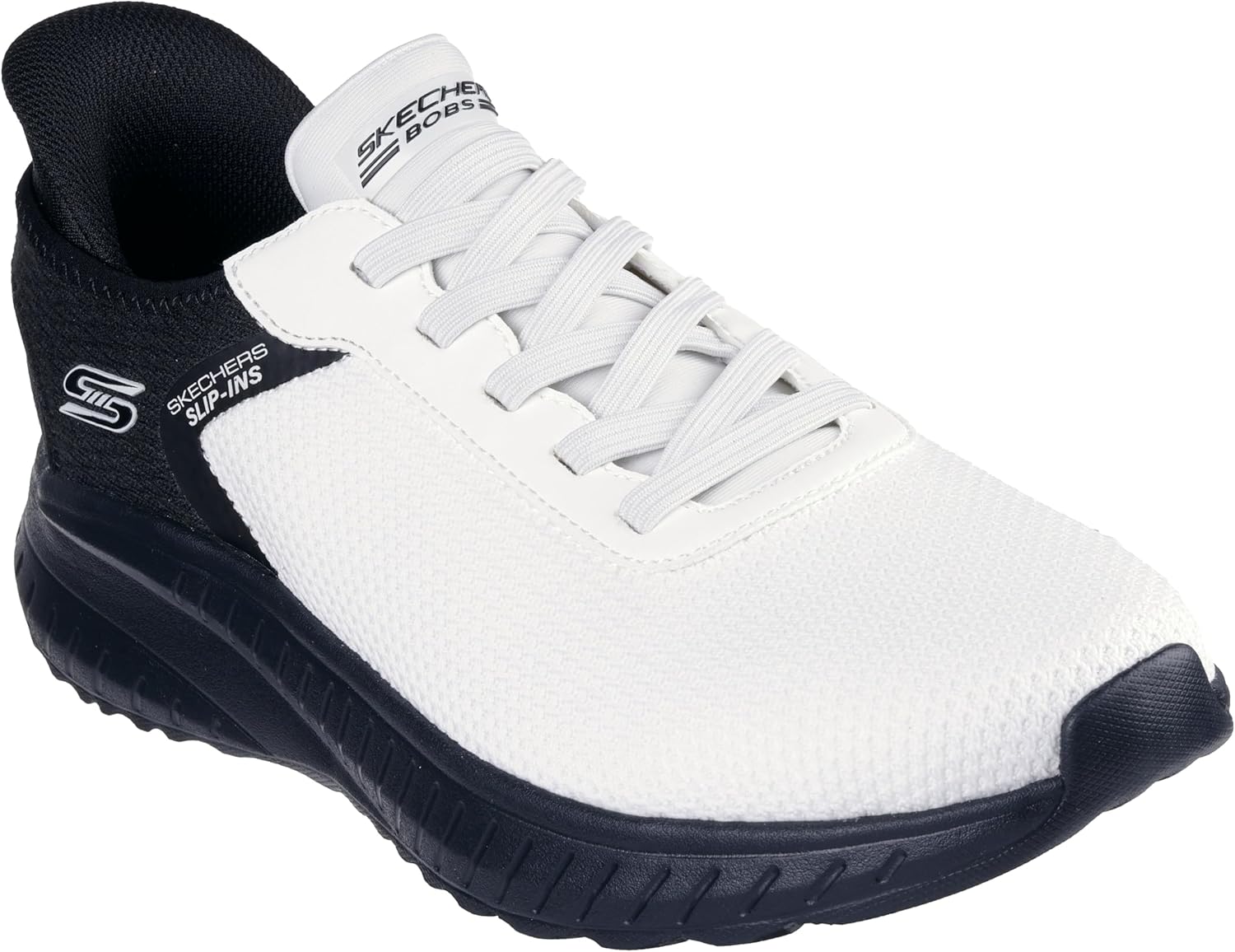Мужские слипоны Skechers Bobs Squad Chaos - Solid Tour, белый/черный — фото 4