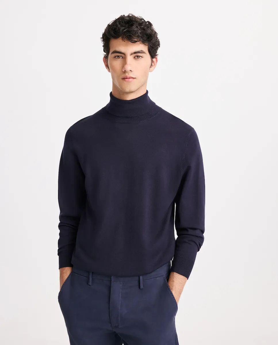 

Мужской свитер с воротником-стойкой Easy Wear, темно-синий