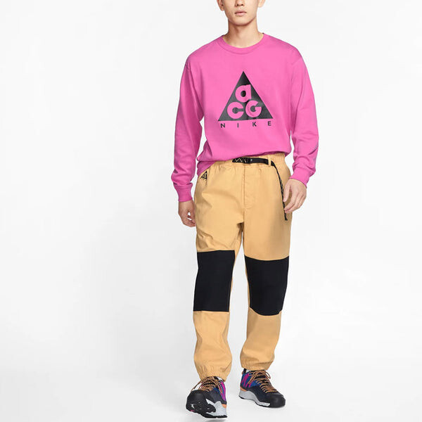 Футболка men's acg basic logo long sleeves red t-shirt 'lotus pink black' Nike, розовый — фото 3