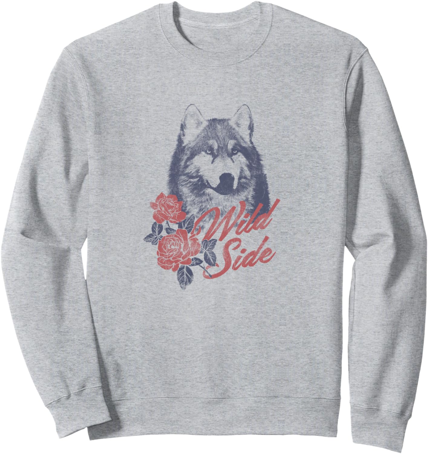 

Толстовка Wild Side Roses and Wolf, серая (серый меланж), размер S Trendy Apparel