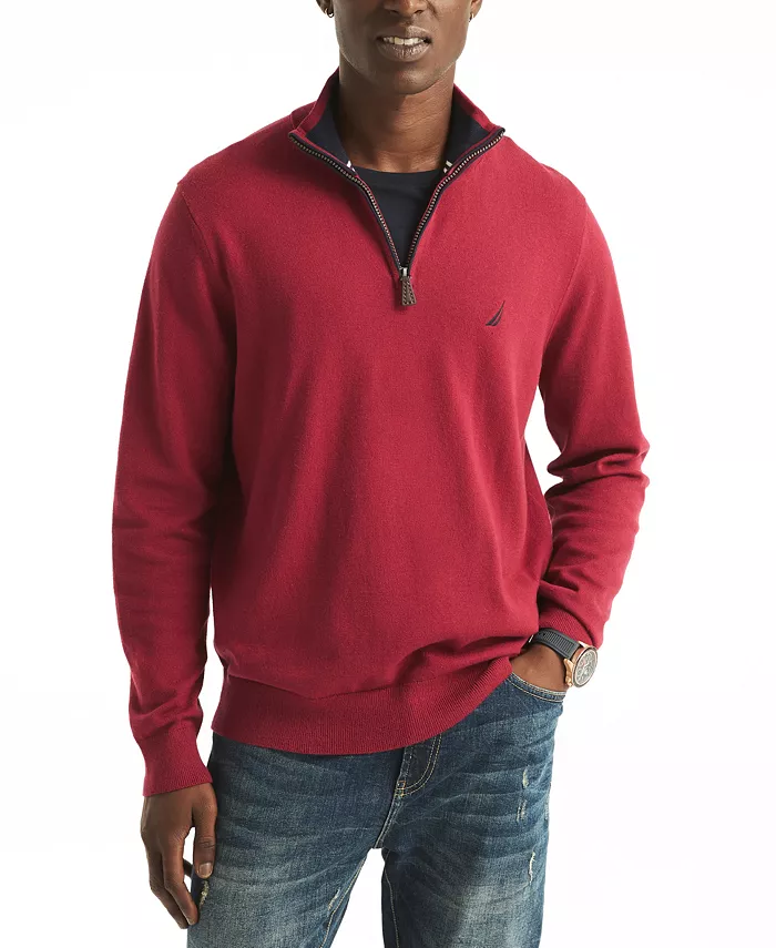 

Мужской свитер Navtech Classic-Fit с молнией до четверти, однотонный Nautica, красный