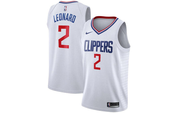 Спортивная футболка men's nba retro jersey basketball jersey/vest sw fan edition los angeles clippers leonard no. 2 white Nike, белый — фото 3