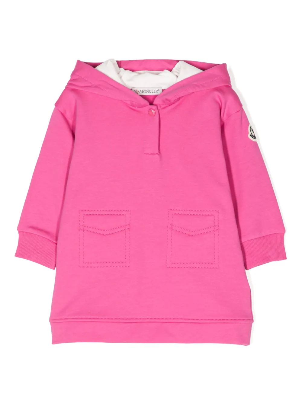 

Платье с капюшоном и нашивкой-логотипом Moncler Enfant, розовый