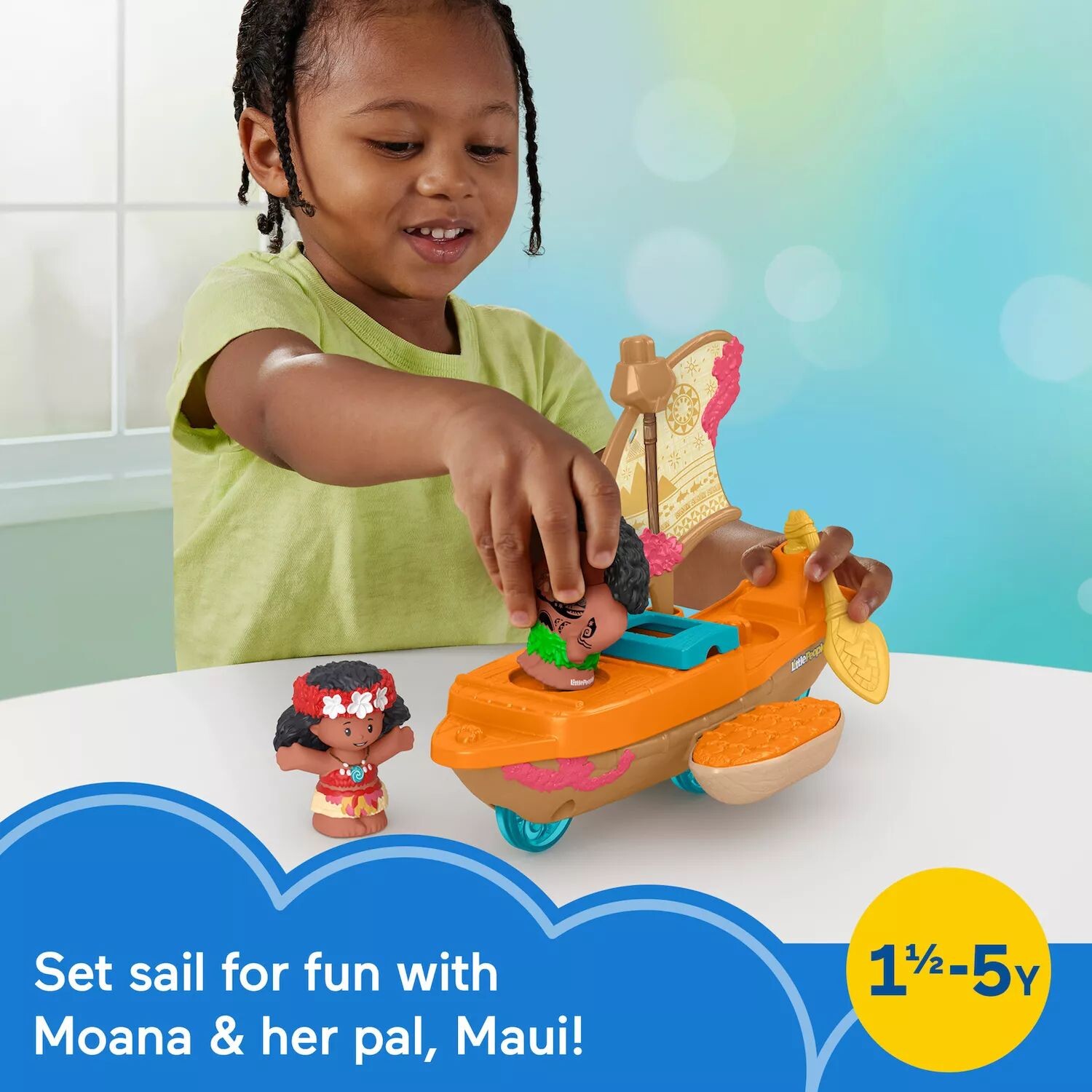 Набор каноэ и фигурок Disney's Moana & Maui Little People от Fisher-Price Little People — фото 2