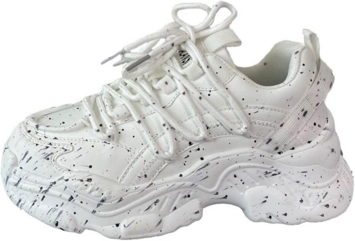 

Женские и мужские стильные массивные кроссовки MACEFIL в стиле ретро «папа», модные платформенные повседневные кроссовки, удобные для ходьбы, White Ink Splash