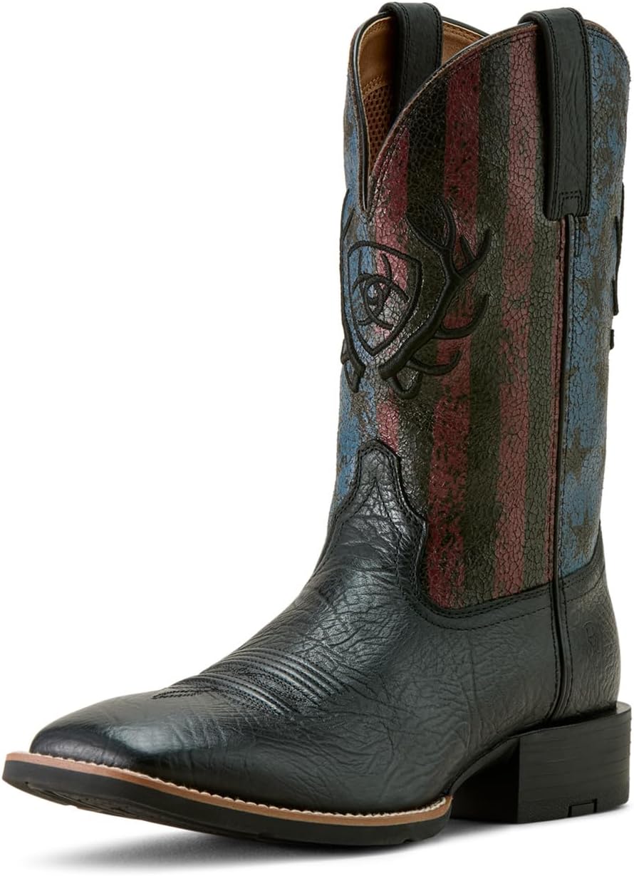 

Мужские ковбойские сапоги ARIAT Sport Liberty с широким квадратным носком и рисунком оленя, черный