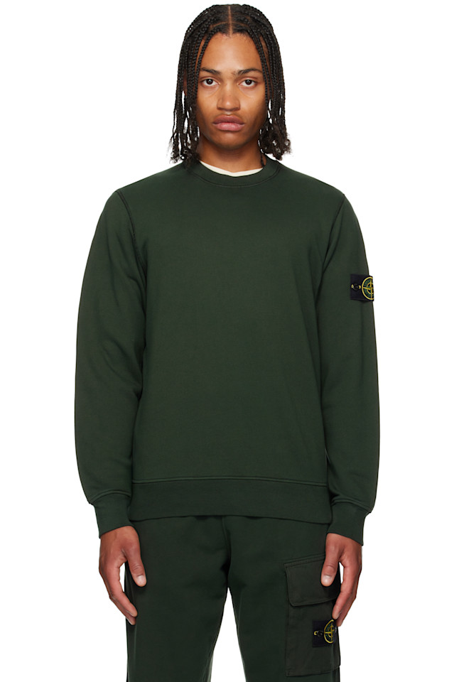 

6100060 худи из органического хлопка флис Stone Island, цвет juniper