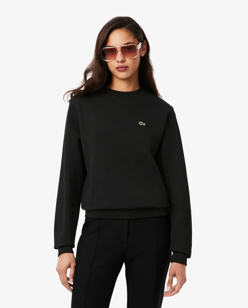 Женский свитшот Lacoste, круглый вырез, свободный крой, черный — фото 2