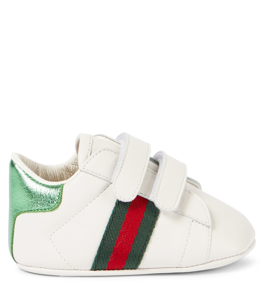 Кожаные кроссовки Baby Ace Gucci Kids, G.Wh/Vrv/Ross/Br.Sha — фото 3