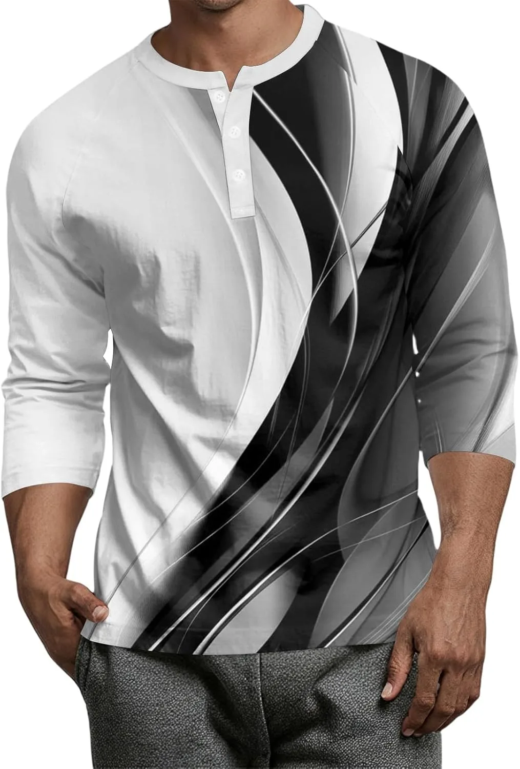 

Футболка Henley с регланными рукавами 3/4