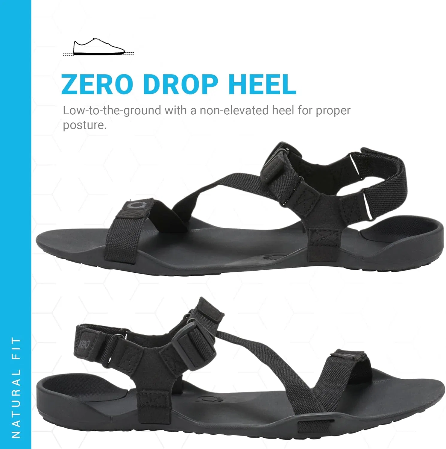 Сандалии Xero Shoes Z-Trek для мужчин, минималистичные, для ходьбы босиком, спортивные сандалии для походов, бега по пересеченной местности, 4-Black — фото 3