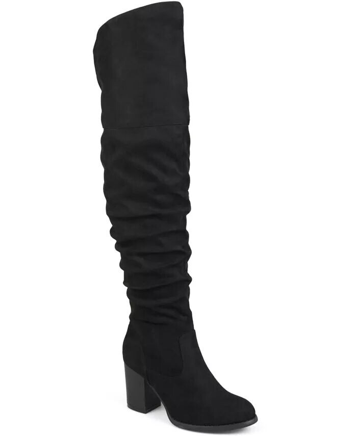Женские сапоги Kaison Wide Calf Stacked Heel выше колена Journee Collection, черный