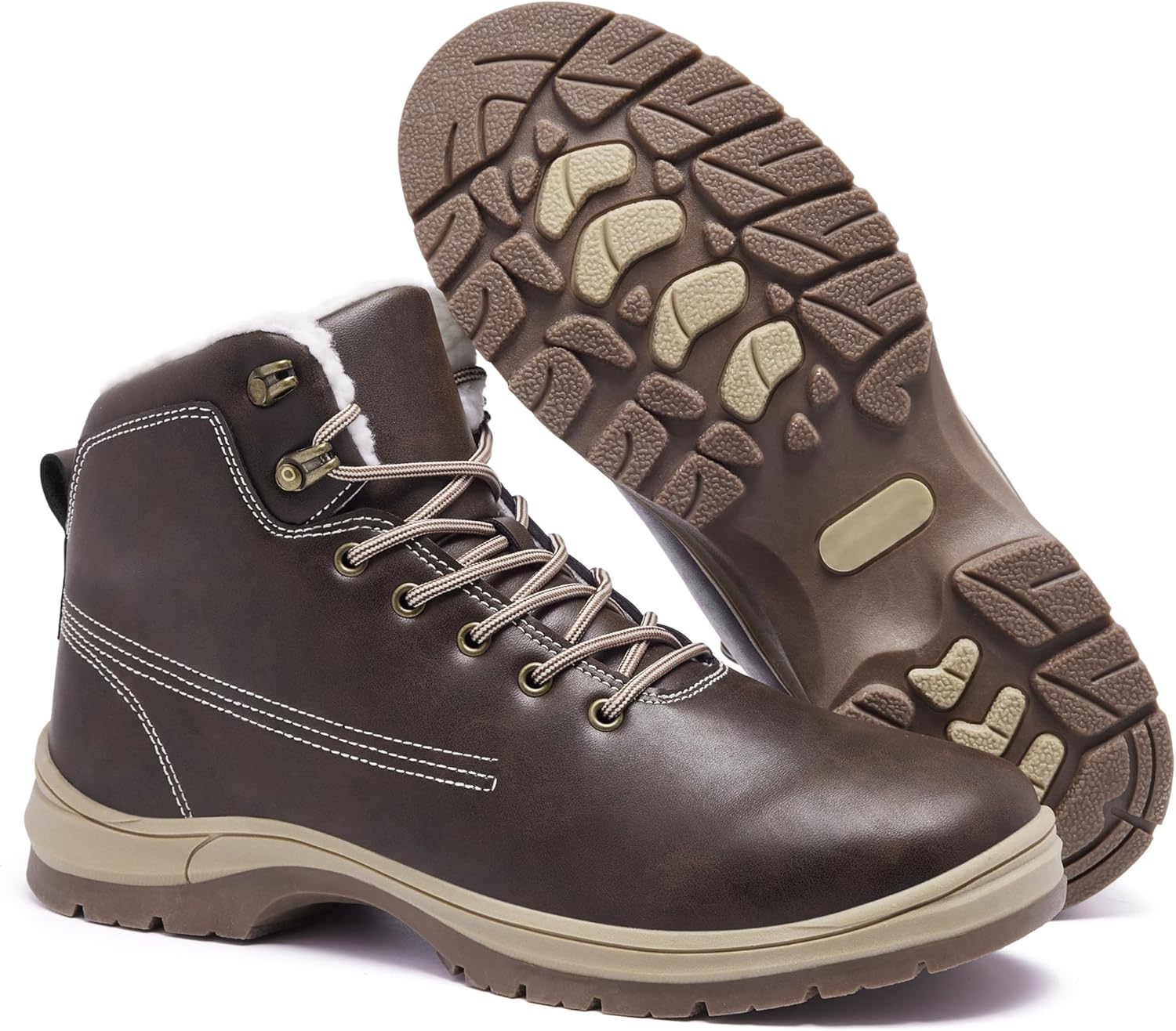 

Мужские зимние теплые снежные ботинки с меховой подкладкой, противоскользящие, модные, легкие, водоотталкивающие, ботинки до щиколотки Yingcsm, темно-коричневый