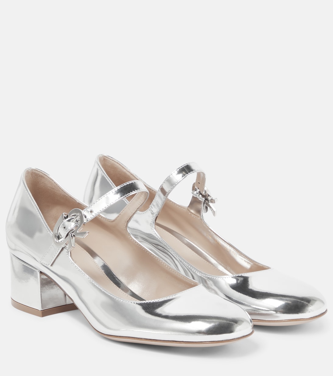 Туфли Мэри Джейн из кожи Gianvito Rossi, серебряный