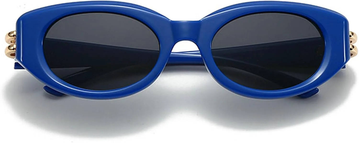 

Ретро-солнцезащитные очки овальной формы для женщин, очки «кошачий глаз», модные солнцезащитные очки с защитой от УФ-излучения для активного отдыха mincl, Blue