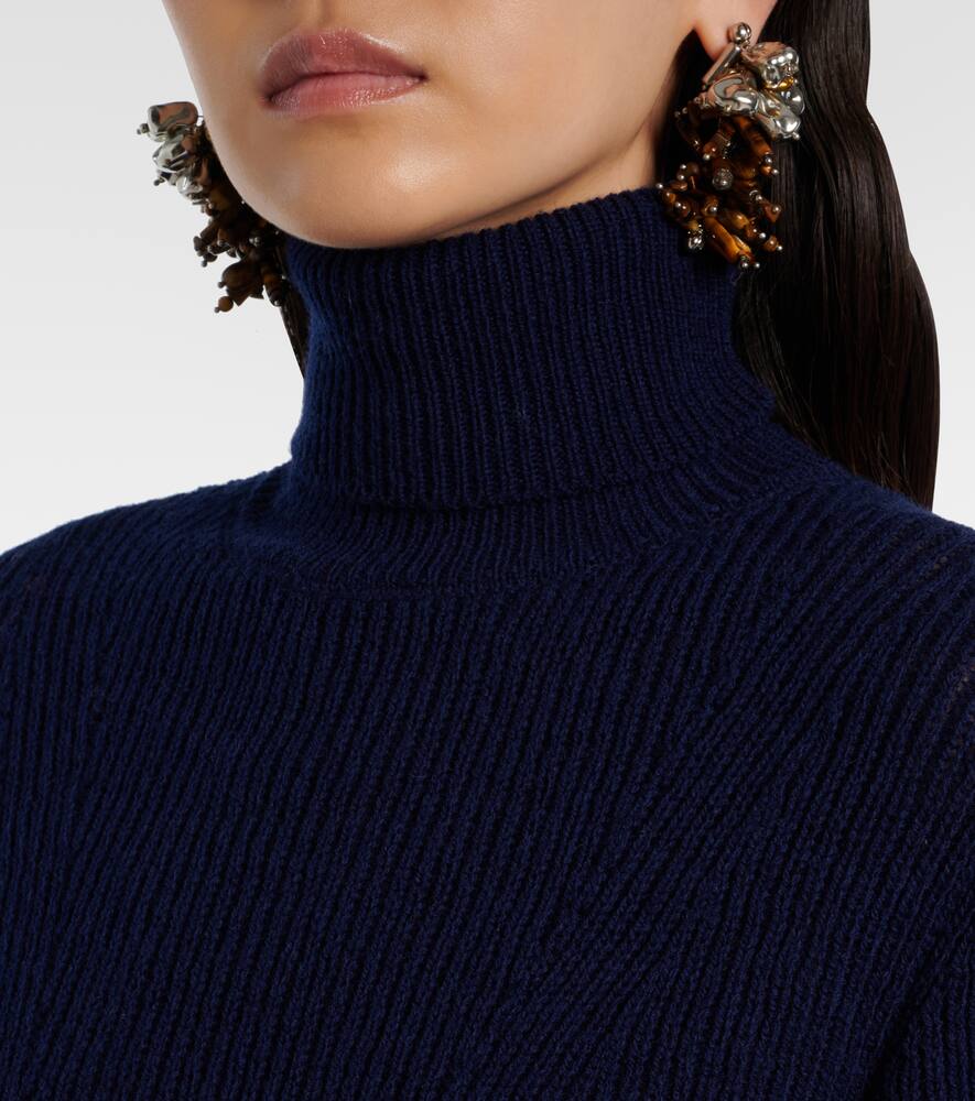 Вязаный ребристый водолазка из шерсти Dries Van Noten, Navy — фото 4