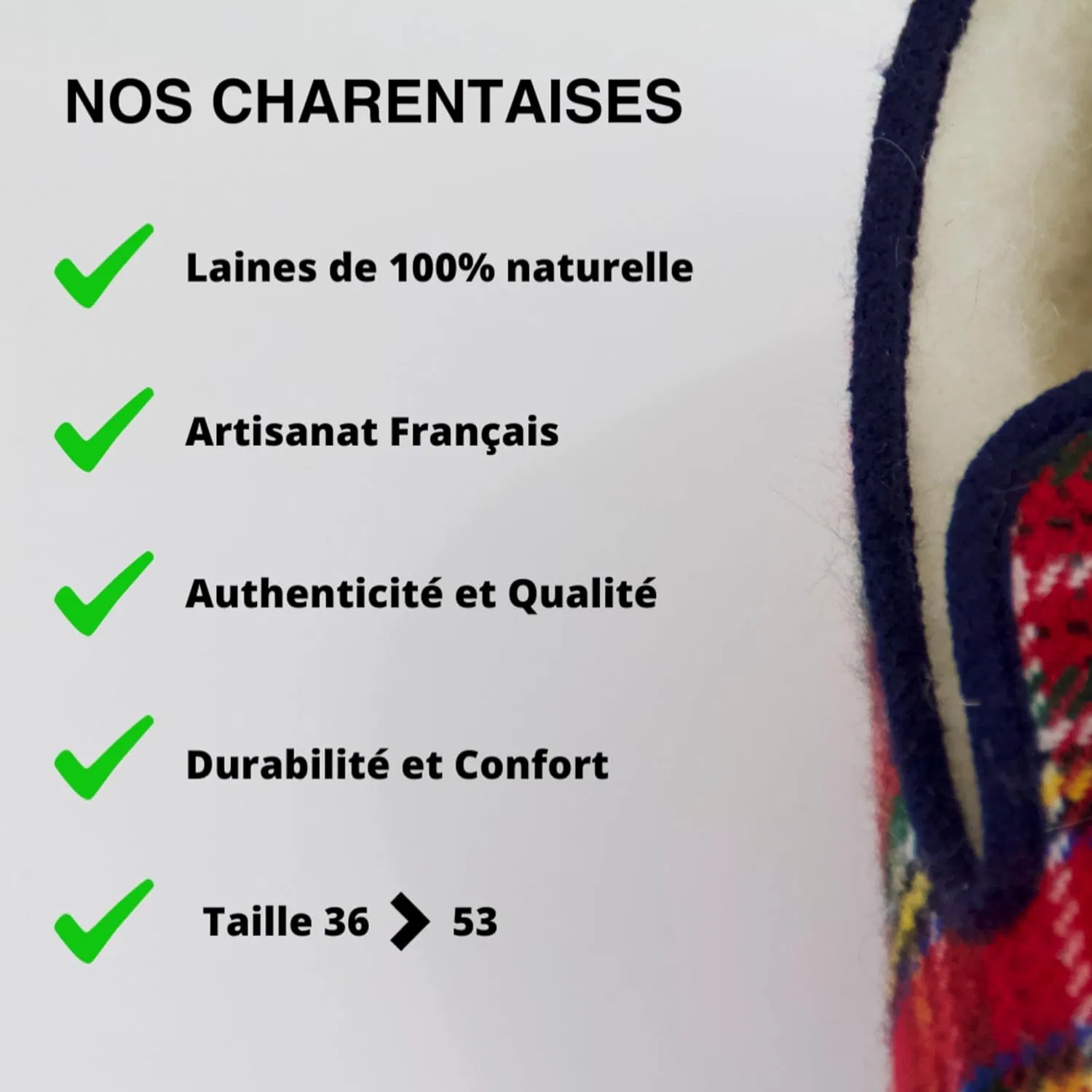 La Pantoufle du Berry Charentaise du Berry - Размер 36/53 - Унисекс обувь. Сделано во Франции. Внутренняя подкладка из 100% натуральной шерсти, теплые зимние домашние тапочки. Красный/синий — фото 3