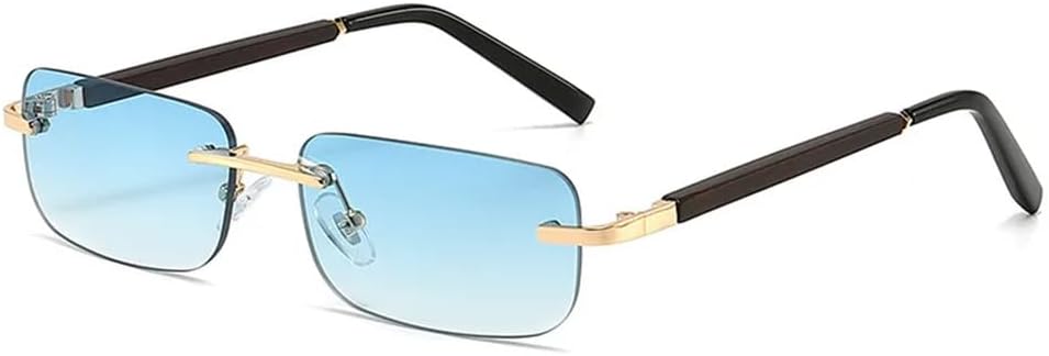 

Солнцезащитные очки без оправы для женщин и мужчин, ретро-очки прямоугольной формы, защита от УФ-излучения UV400, очки для вождения, солнцезащитные очки с градиентным переходом цвета без оправы KTUCN, Blue