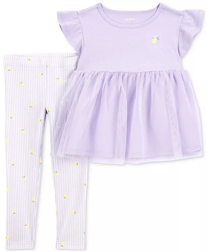 

Комплект для девочек Lemon Tulle: топ и леггинсы, 2 предмета Carter's, фиолетовый