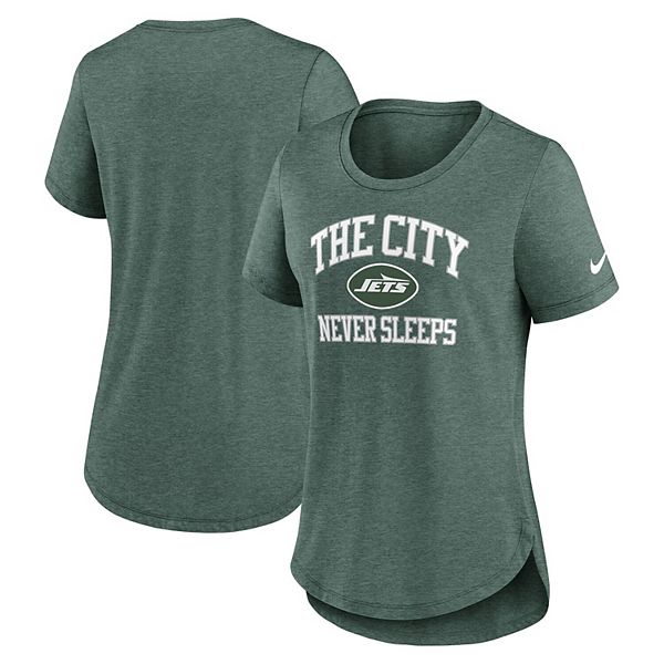 

Женская футболка heather green new york jets the city never sleeps tri-blend Nike, Зеленый, Женская футболка heather green new york jets the city never sleeps tri-blend Nike
