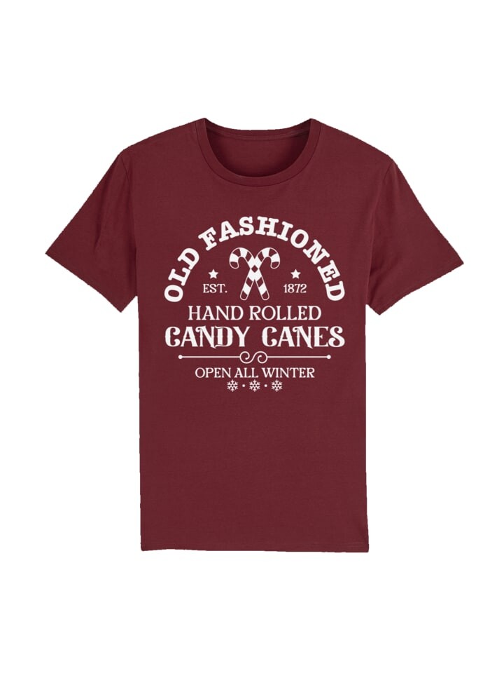 

Футболка F4NT4STIC T-Shirt Cany Canes Retro Weihnachts Sign, цвет burgundy
