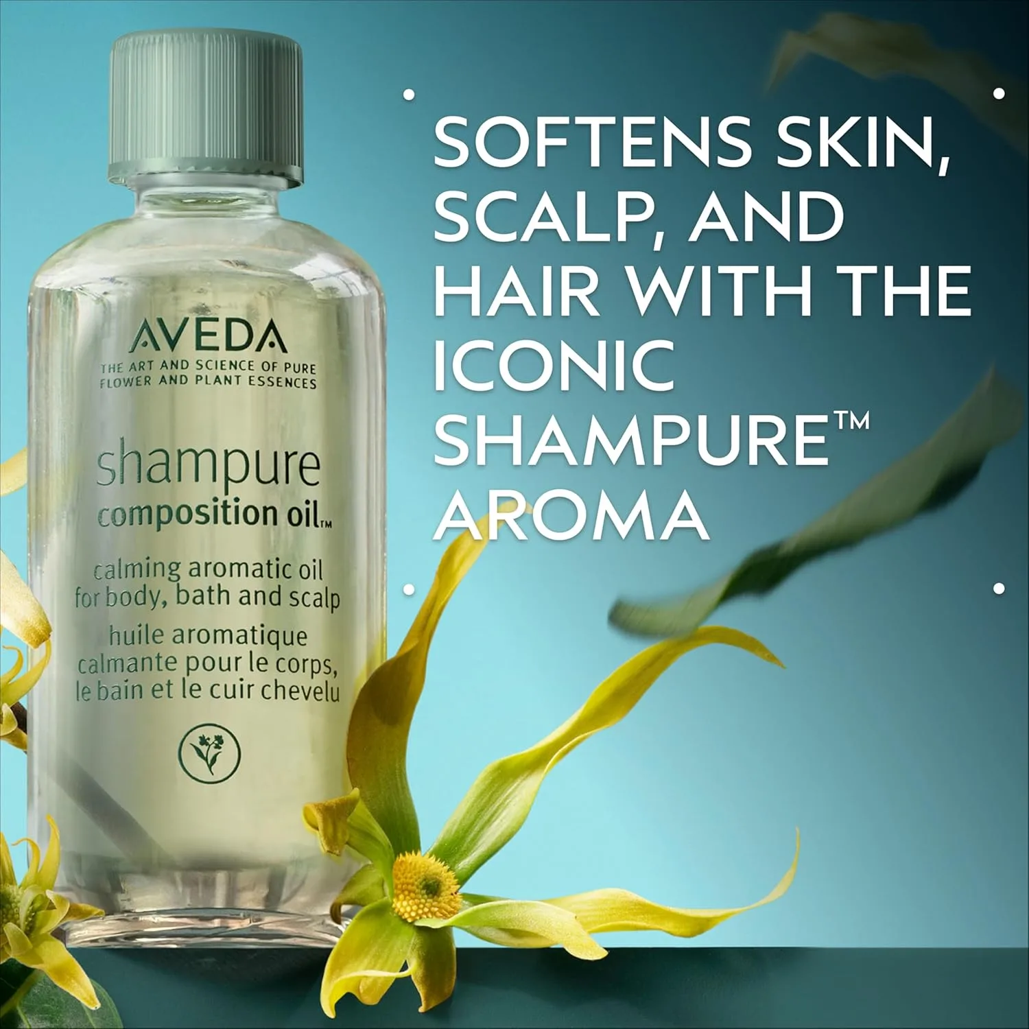 Aveda Shampure Composition Oil для ванны, тела и кожи головы с маслом meadowfoam и сертифицированным органическим подсолнечным, успокаивающий аромат сертифицированной органической лаванды, петитгрейна и иланг-иланга, 50 мл — фото 2