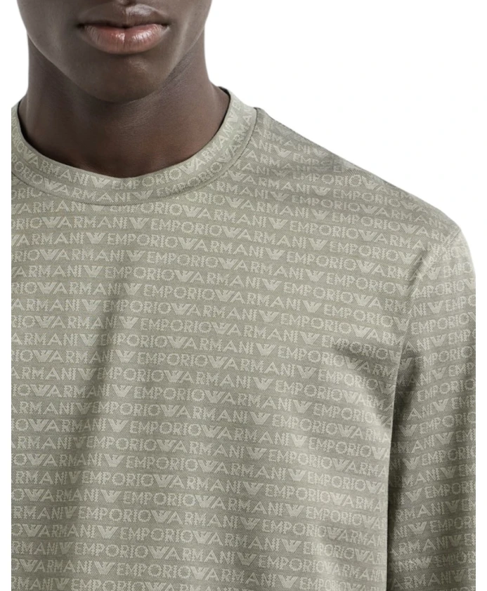 Стильная футболка с коротким рукавом, зеленая. Emporio Armani, серый — фото 3
