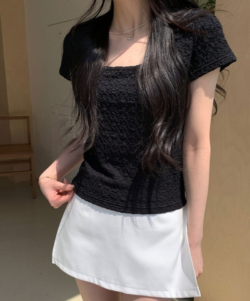 

Топ прозрачный с коротким рукавом Pokopoko NANAHACHI, черный