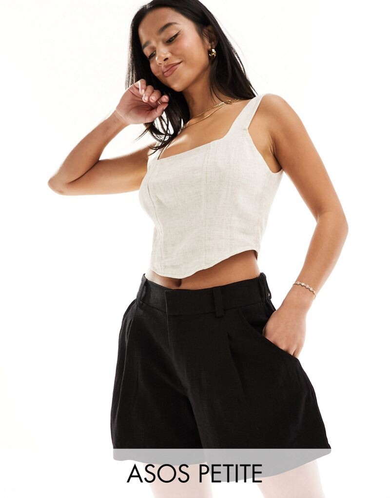 

Черные шорты из льняного микса ASOS Petite